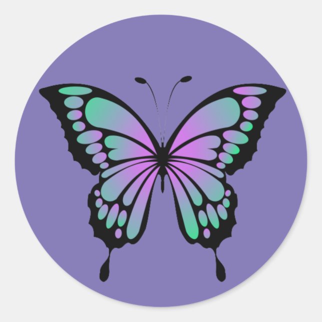Adesivo de borboleta verde e roxa (Frente)