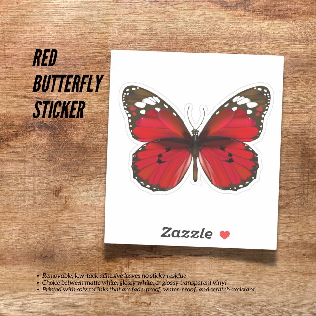 Adesivo de borboleta vermelha (Red Butterfly Sticker)