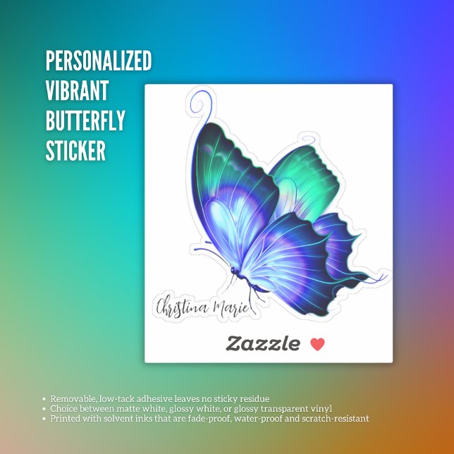 Adesivo de borboleta vibrante personalizada (Personalized Vibrant Butterfly Sticker)