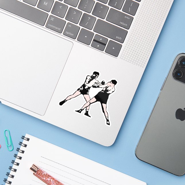 adesivo de boxe vintage  (Notebook com iPhone)