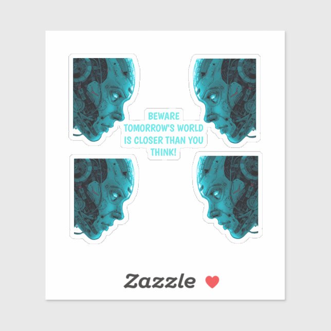 Adesivo de CABEÇA ROBÓTICA CIBORGUE (Folha)