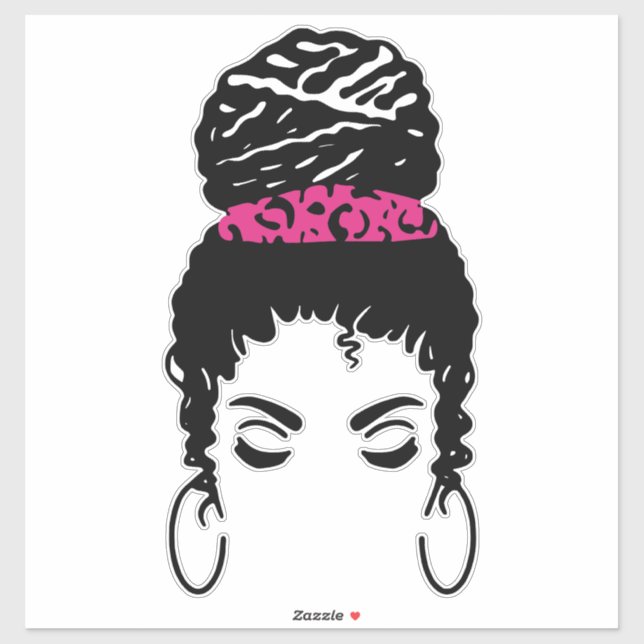 Adesivo de Cabelo Desgrenhado com Leopardo Rosa –  (Folha)