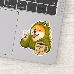 Adesivo de Cachorro Cafeína e Sarcasmo