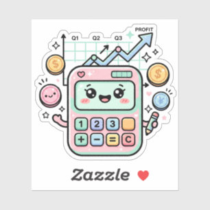 Adesivo de Calculadora Financeira Pastel Kawaii pa