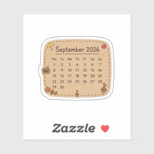 Adesivo de Calendário de Setembro de 2026 | Cozy