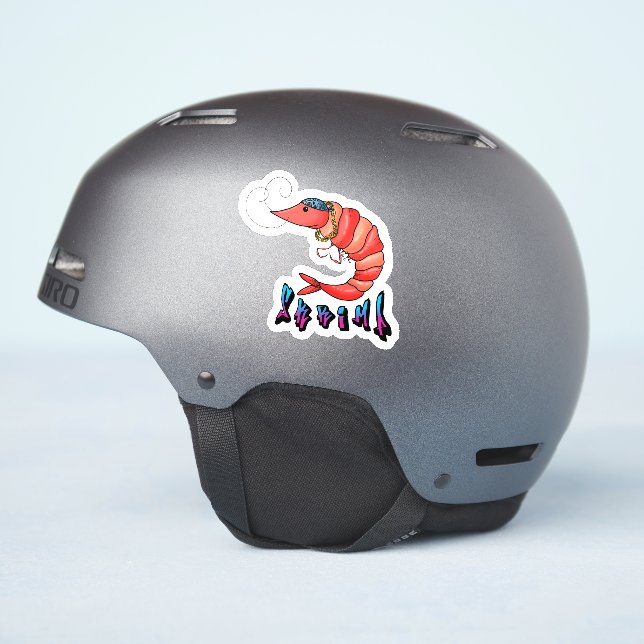 Adesivo de Camarão Engraçado (Lado do capacete)