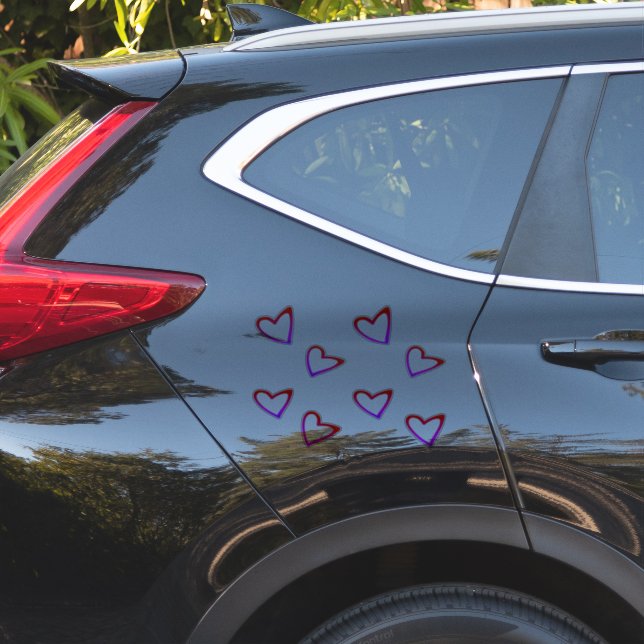 Adesivo de Carro com Corações Flutuantes em Forma  (Lado do carro)