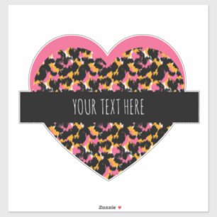 Adesivo de carro com texto rosa Cheetah Heart