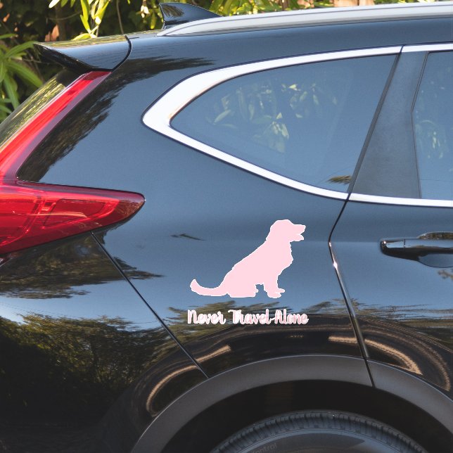 Adesivo de Carro para Cães Golden Retriever Rosa (Lado do carro)