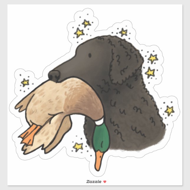 Adesivo de Carro Retriever de Cabelo Cacheado (Folha)