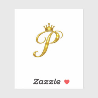 Adesivo de Carta P Monograma Dourado de Luxo Coroa