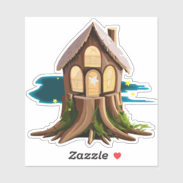 Adesivo de Casa da Floresta do Gnome Natural