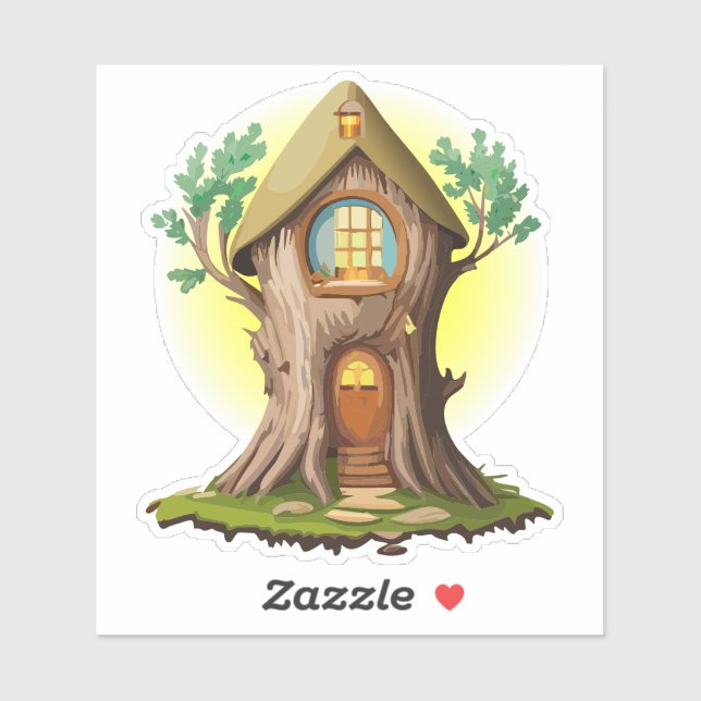 Adesivo de Casa da Floresta do Gnome Natural (Folha)