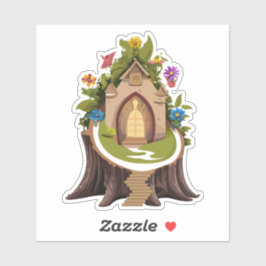 Adesivo de Casa na Floresta do Gnome Natural
