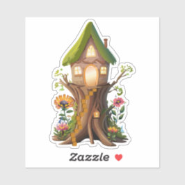 Adesivo de Casa na Floresta dos Gnomos Naturais