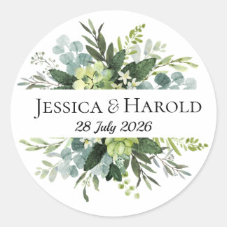 Adesivo de Casamento Rústico Verde Etiqueta de Euc
