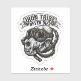 Adesivo de Caveira de Lobo Iron Tribe Never Dies