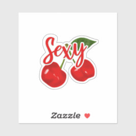 Adesivo de cereja com o texto "sexy".