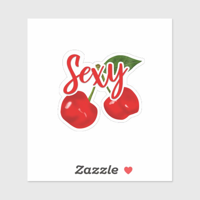 Adesivo de cereja com o texto "sexy". (Folha)