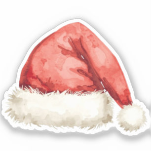 Adesivo de Chapéu de Papai Noel Doodle Clássico