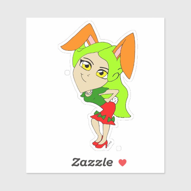 adesivo de chibi bunnygirl (Folha)