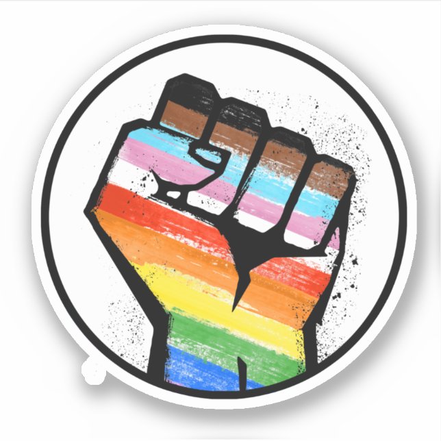 Adesivo de Círculo do Punho do Orgulho Progressivo (Frente)