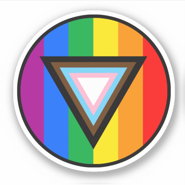Adesivo de Círculo do Triângulo do Orgulho Progres (Frente)
