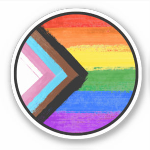 Adesivo de Círculo Pintado do Pride de Progresso