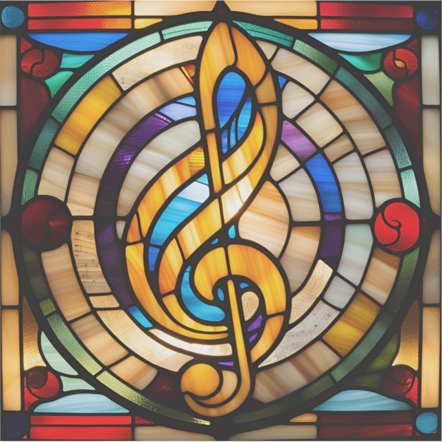 Adesivo de clave de sol em estilo vitral falso (Frente)