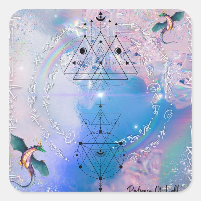 Adesivo de código de luz do Dragão-Arco-Íris (Frente)