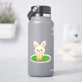 Adesivo de Coelho Kawaii Fofo com Ovos de Páscoa