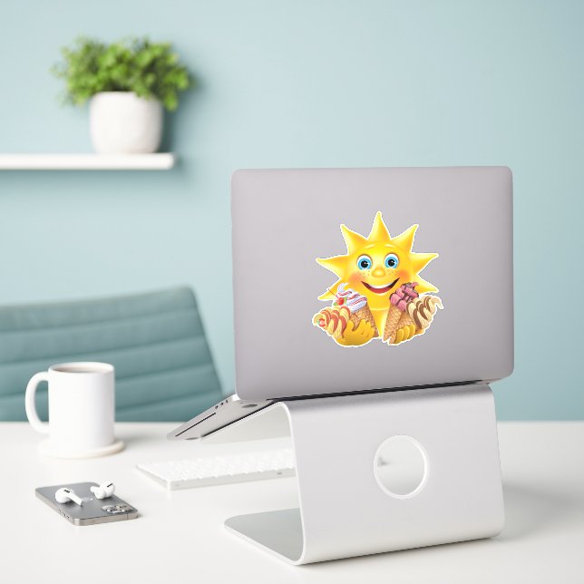 Adesivo de Cone de Sorvete para Crianças (Laptop na mesa)