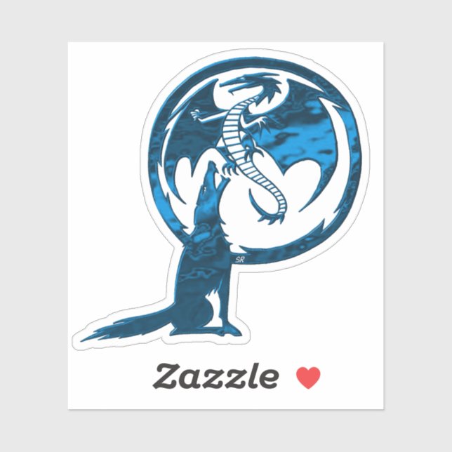 Adesivo de contorno azul do Wolf & Dragon (Folha)