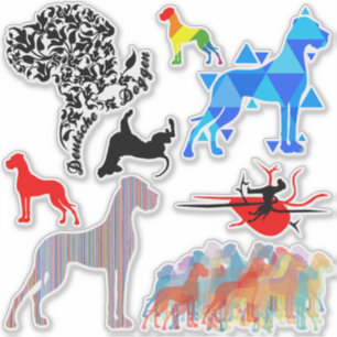 Adesivo de Contorno Great Dane Estilo Tatuagem