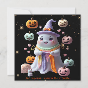 Adesivo de Convite de Halloween de Tricô de Fantas