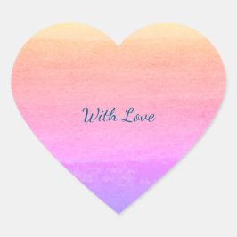 Adesivo de Coração Arco-íris em Aquarela "Com Amor