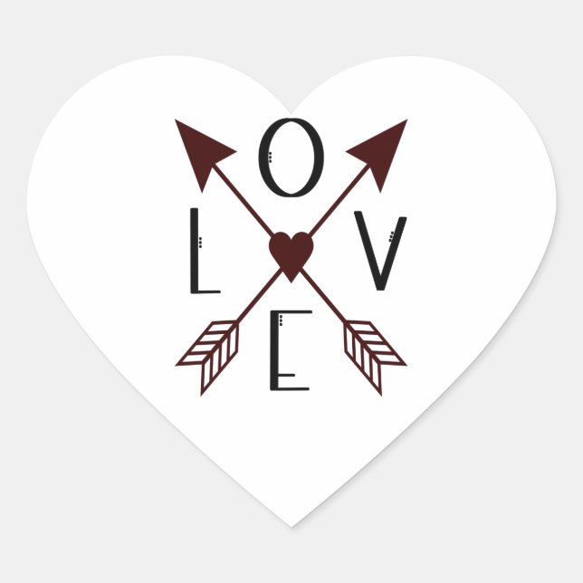 Adesivo de Coração com Flechas de Amor (Frente)
