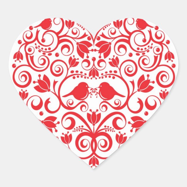 Adesivo de Coração com Pássaros do Amor (Frente)