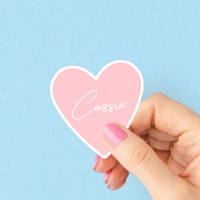 Adesivo de Coração Cor de Rosa Menina com Nome (Criador carregado)