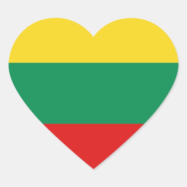 Adesivo de Coração da Bandeira da Lituânia (Frente)