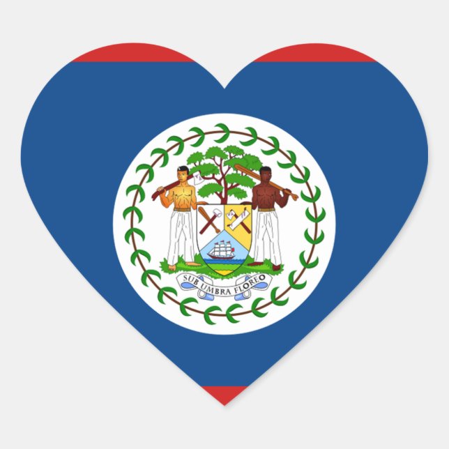 Adesivo de Coração da Bandeira de Belize (Frente)