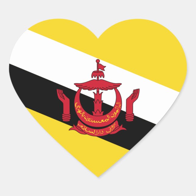 Adesivo de Coração da Bandeira de Brunei (Frente)