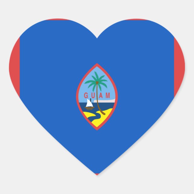 Adesivo de Coração da Bandeira de Guam (Frente)