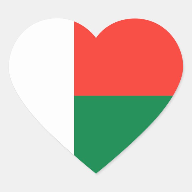 Adesivo de Coração da Bandeira de Madagascar (Frente)