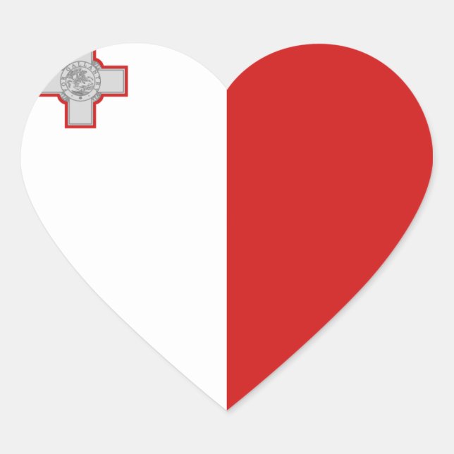 Adesivo de Coração da Bandeira de Malta (Frente)