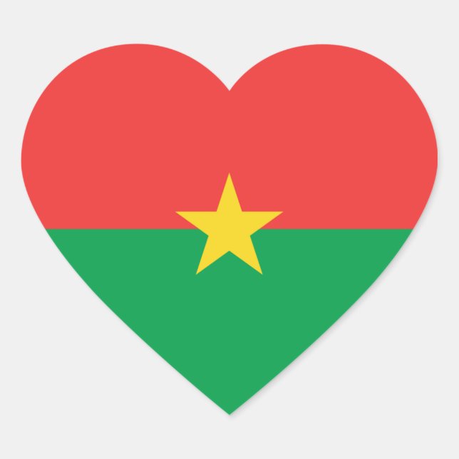 Adesivo de Coração da Bandeira do Burquina Fasso (Frente)