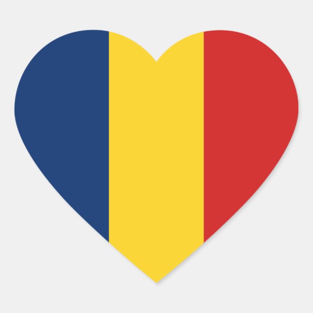 Adesivo de Coração da Bandeira do Chade (Frente)