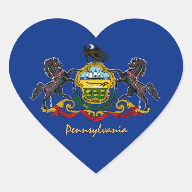 Adesivo de Coração da Pensilvânia, Bandeira da Pen (Frente)