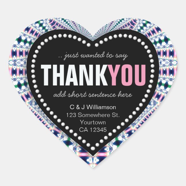 Adesivo de Coração de Agradecimento Mágico Brilho  (Frente)