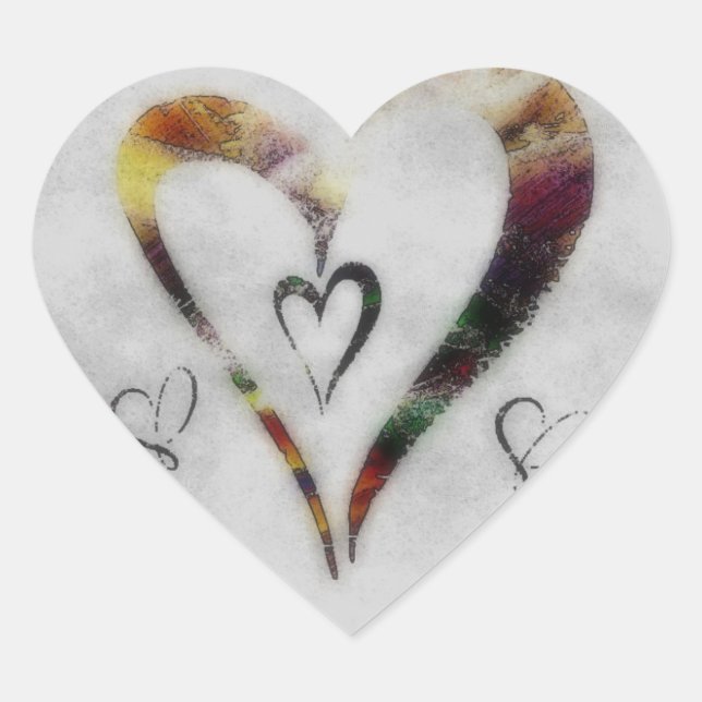 Adesivo de Coração de Amor Abstrato (Frente)